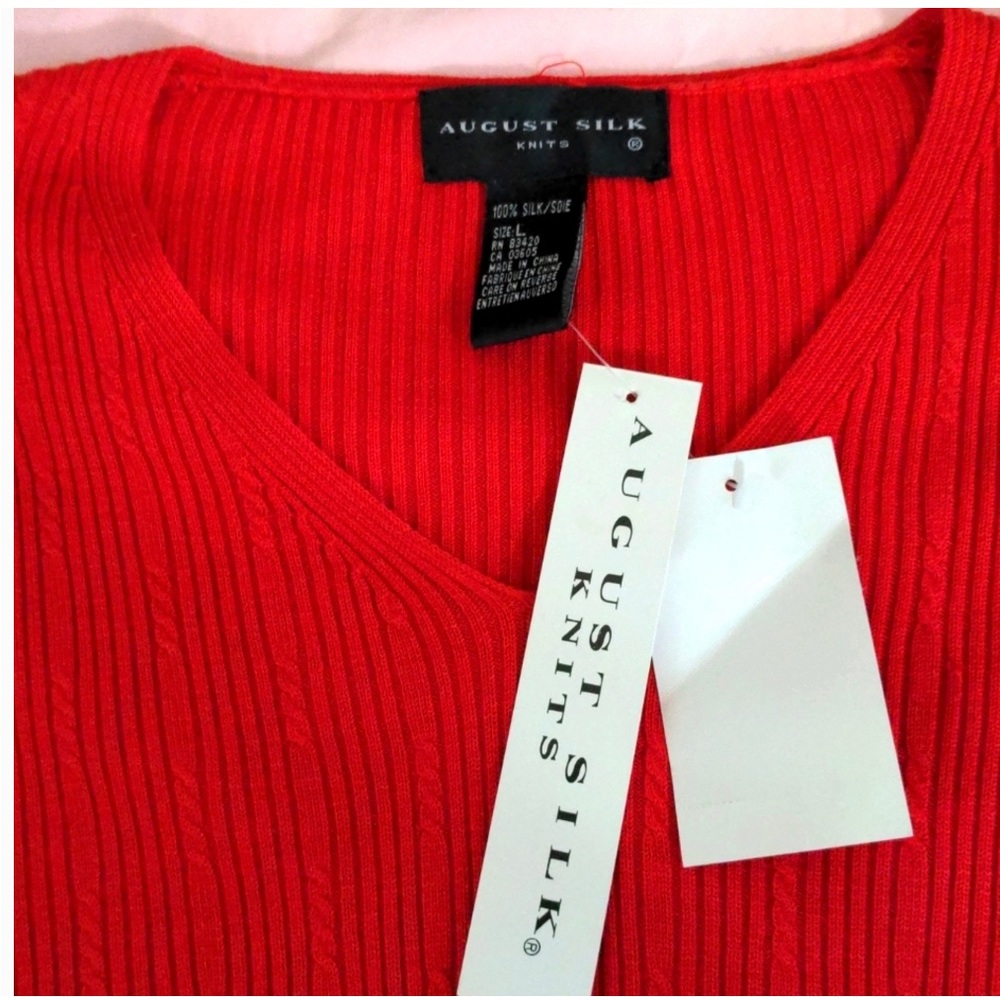 August Silk Red Ribbed Sweater - Picture 5 of 6